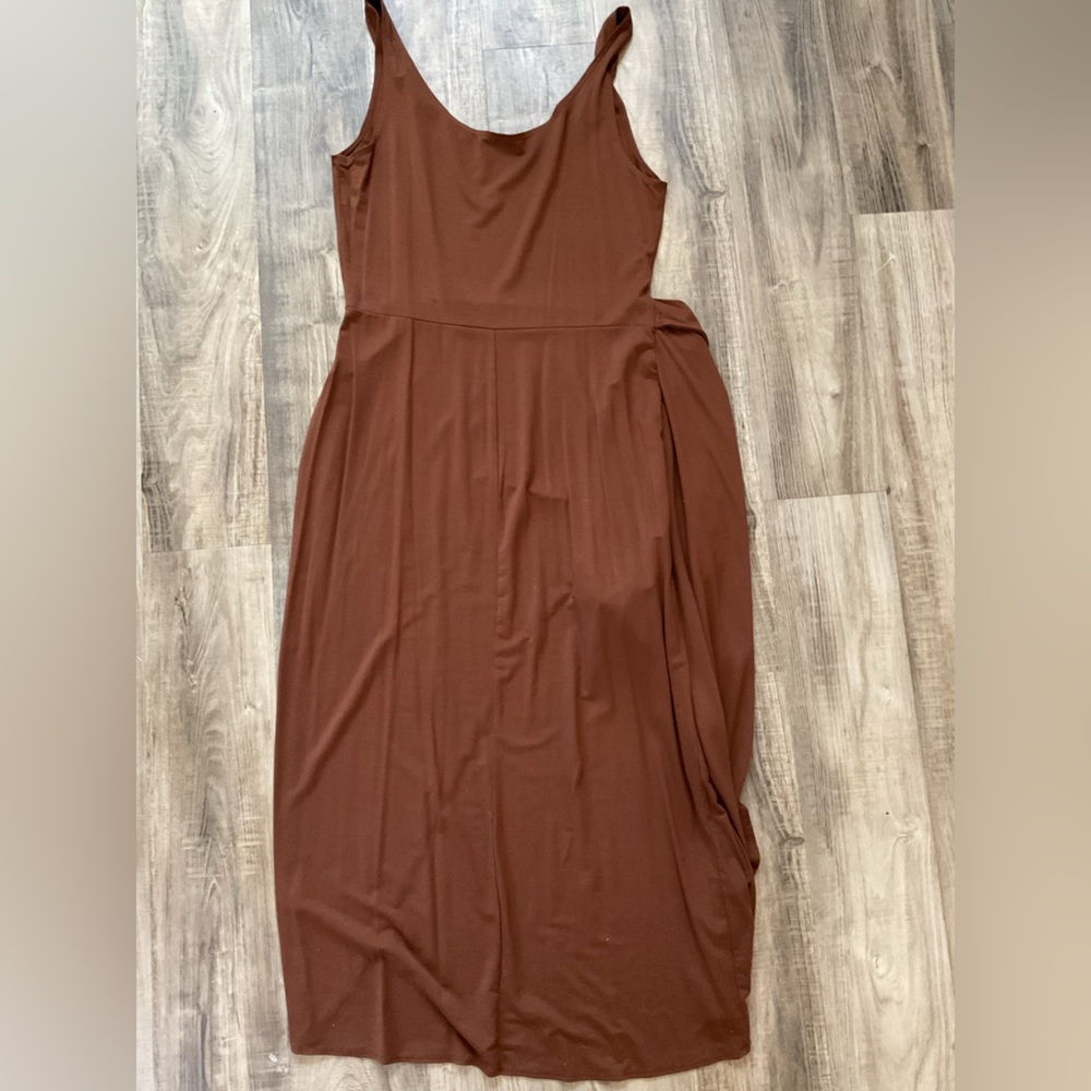 REFORMATION Brown Chestnut Kaila Wrap Skirt Tank Knit Bodycon Dress size XL - Picture 7 of 7